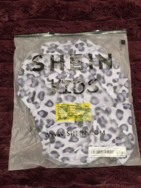 SHEIN Kids Leopard Print Tee - White, Lavender & Black